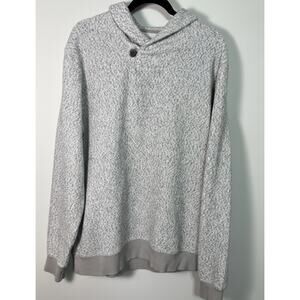 LL Bean Men Size L TALLPullover Sweater Shawl Collar Gray White Top cotton Blend